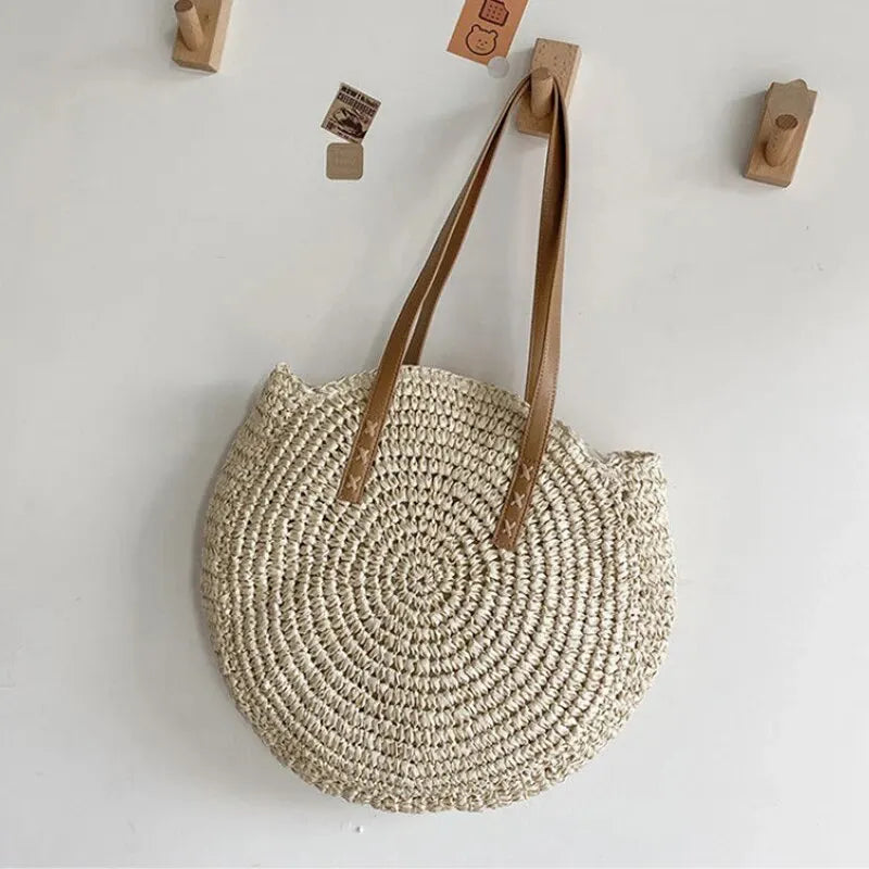 Women's Beach Bag Round Woven Tote — view 8