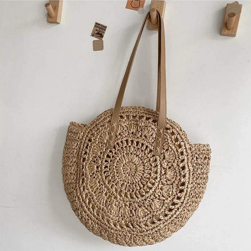 Women's Beach Bag Round Woven Tote — view 9