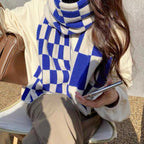 Women's Winter Scarf Checkerboard Print Knit — view 3