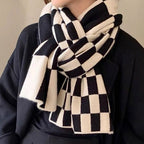 Women's Winter Scarf Checkerboard Print Knit — view 5
