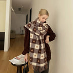Women's Winter Scarf Heart Print Tassel Trim — view 3