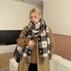 Women's Winter Scarf Heart Print Tassel Trim — view 5