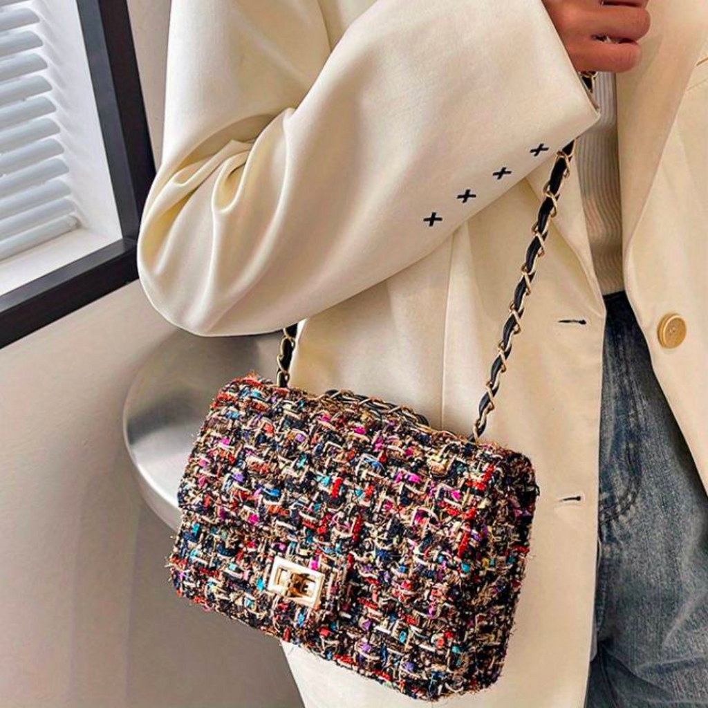 Women's Shoulder Bag Structured Bouclé Turn-Lock — view 6