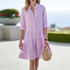 Women's Button Down Midi Dress Summer Casual — view 2