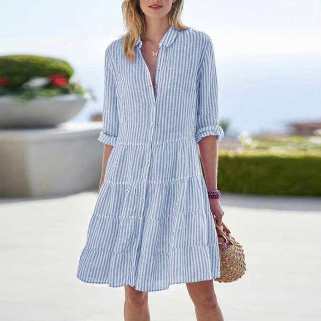 Women's Button Down Midi Dress Summer Casual — view 4