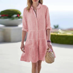Women's Button Down Midi Dress Summer Casual — view 5