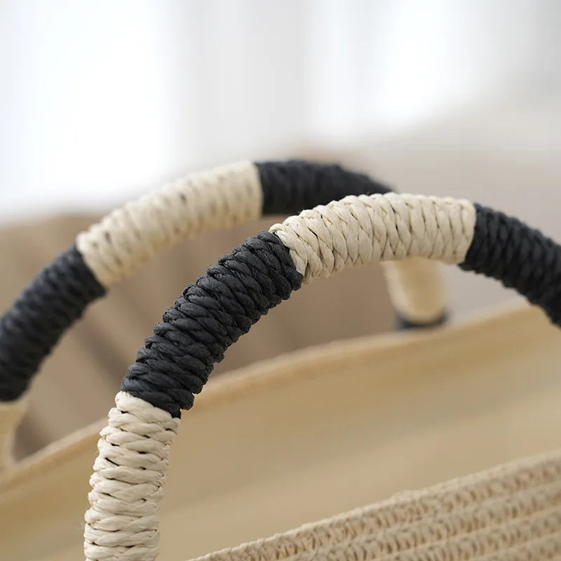 Women's Tote Bag Striped Woven Handle — view 2