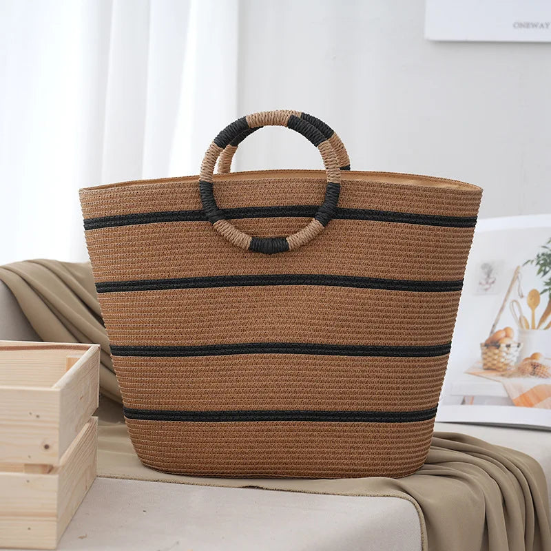 Women's Tote Bag Striped Woven Handle — view 5
