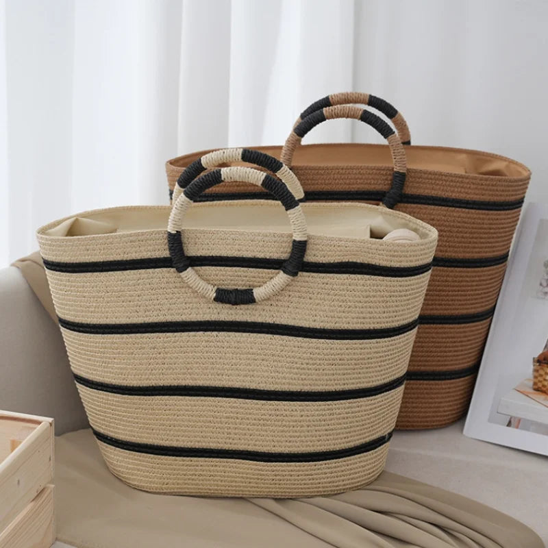 Women's Tote Bag Striped Woven Handle — view 6