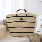 Women's Tote Bag Striped Woven Handle — view 1