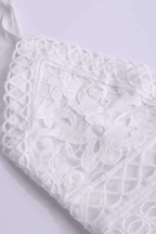 Women's White Mini Dress V-Neck Ruffle — view 3