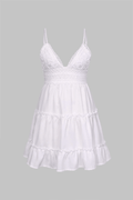 Women's White Mini Dress V-Neck Ruffle — view 1