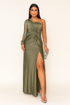 Valentina Moretti | One Shoulder Satin Evening Dress For Women