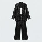 Amelia Hughes | Sequin Two-Piece Set With High-Waisted Pants For Women