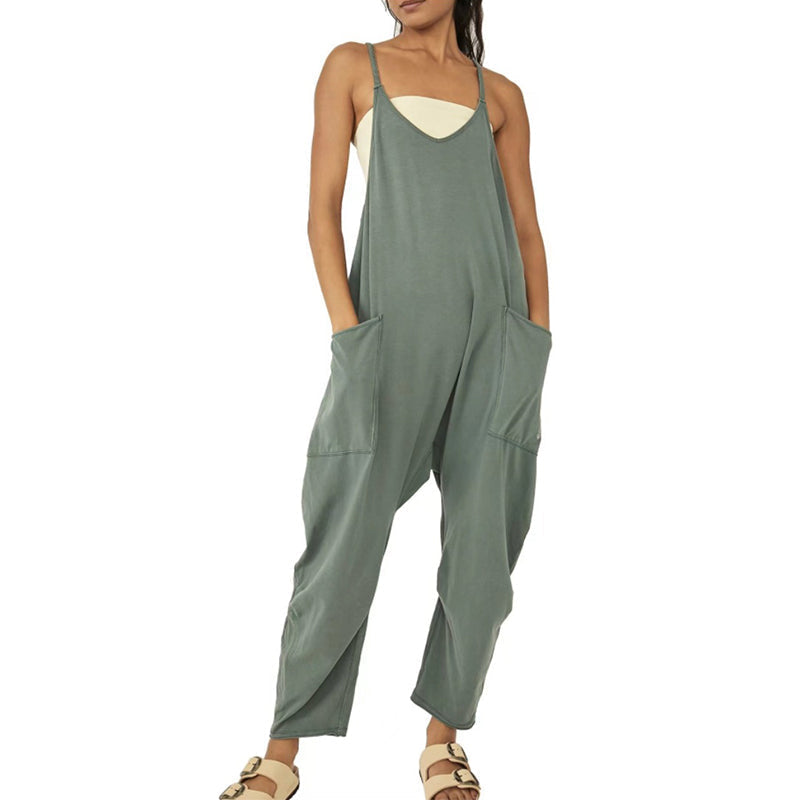 Sarah™ - V-Neck Sling Pocket Jumpsuit — Comfortable