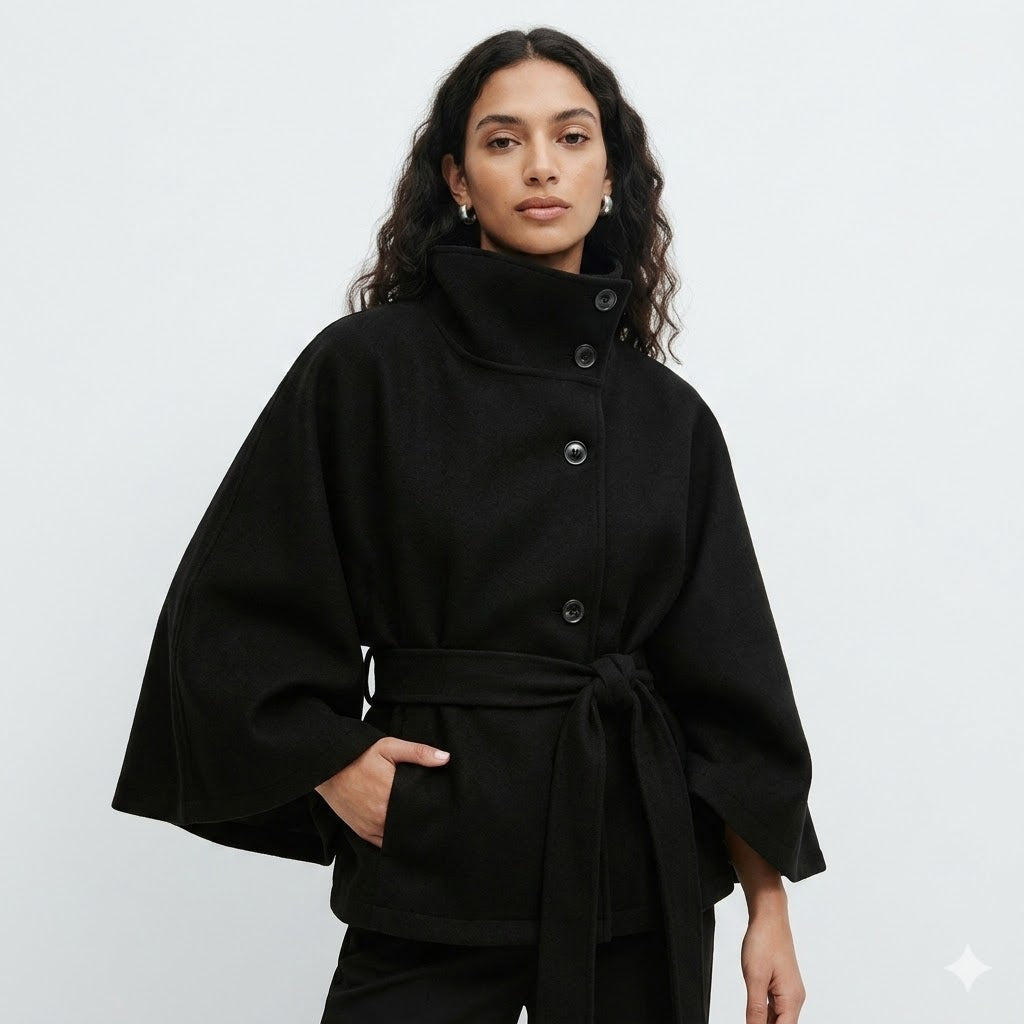 Valentina Moretti | Belted Cape Coat For Women