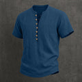 Men's Henley Shirt Linen Everyday Short Sleeve Breathable Tops