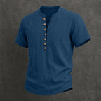 Men's Henley Shirt Linen Everyday Short Sleeve Breathable Tops