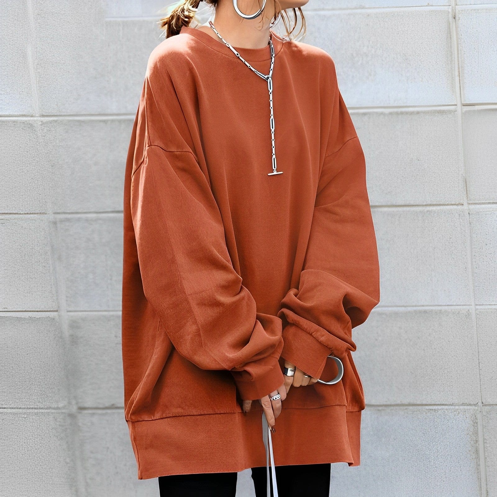 Elena Moretti | Oversized Essential Sweatshirt For Women