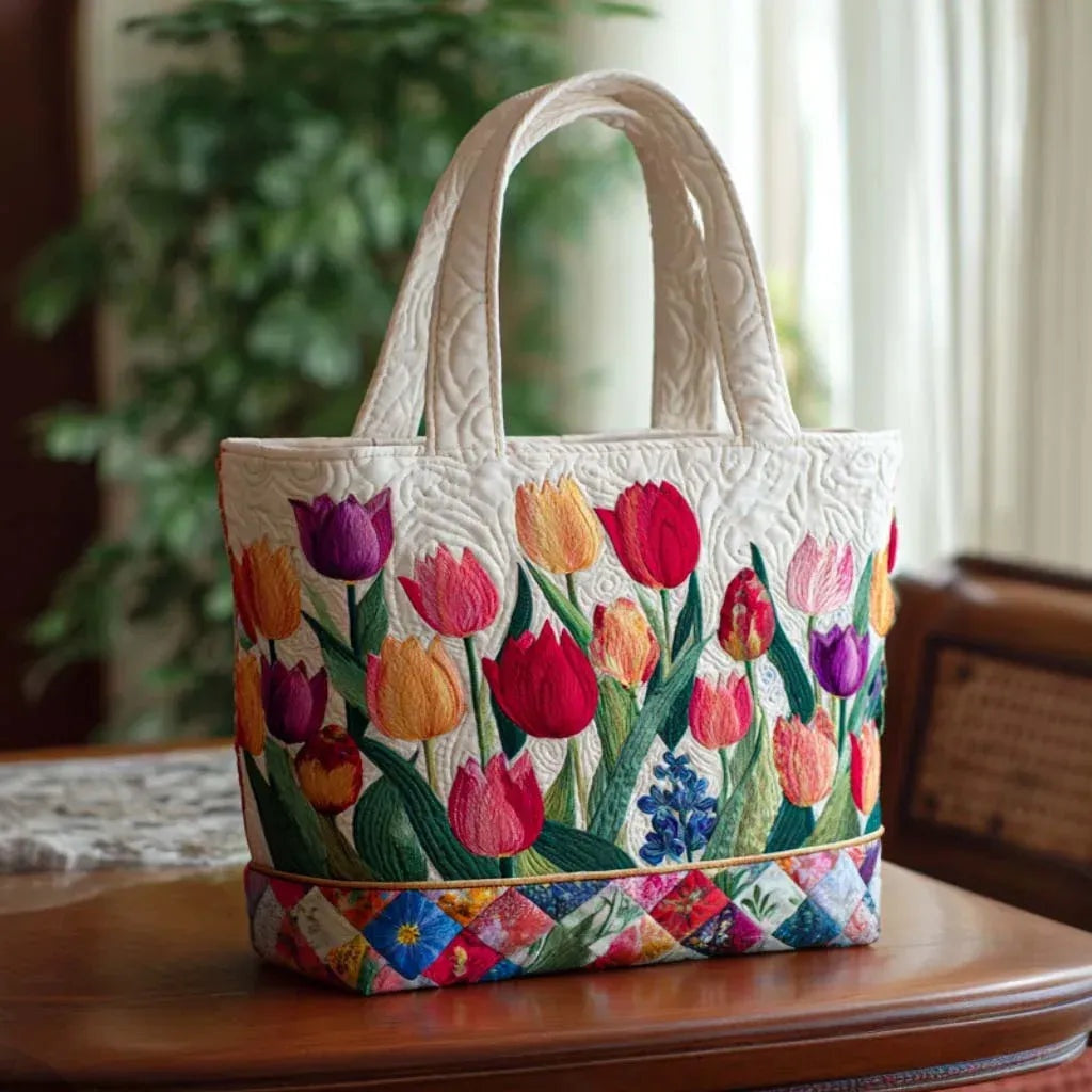 Women's Handmade Quilted Tote Bag with Unique Print — Spacious
