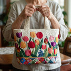 Women's Handmade Quilted Tote Bag with Unique Print — Spacious