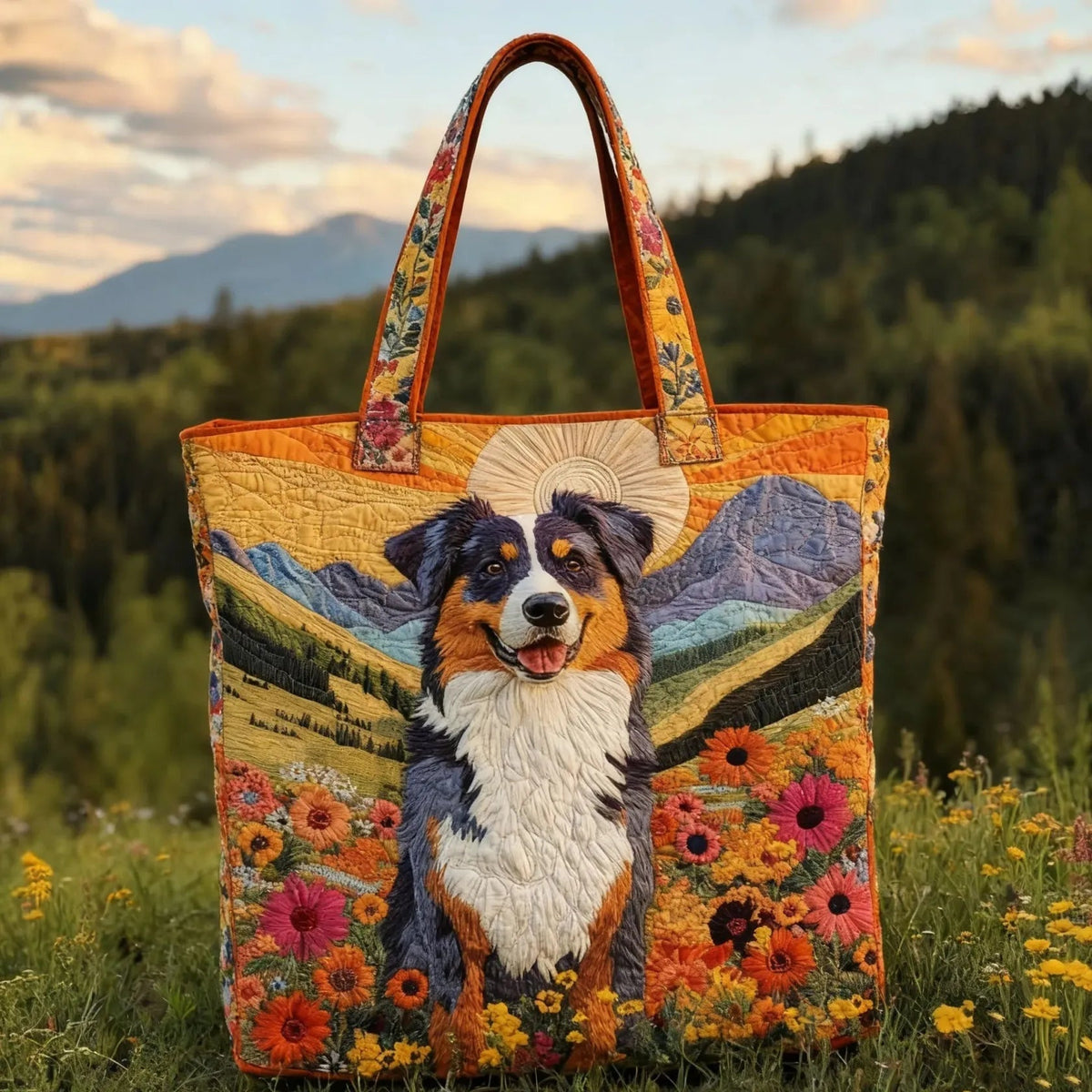 Women's Handmade Quilted Tote Bag with Unique Print — Spacious