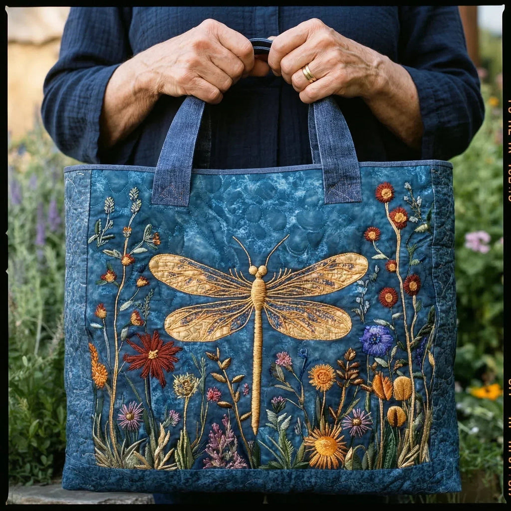 Women's Handmade Quilted Tote Bag with Unique Print — Spacious