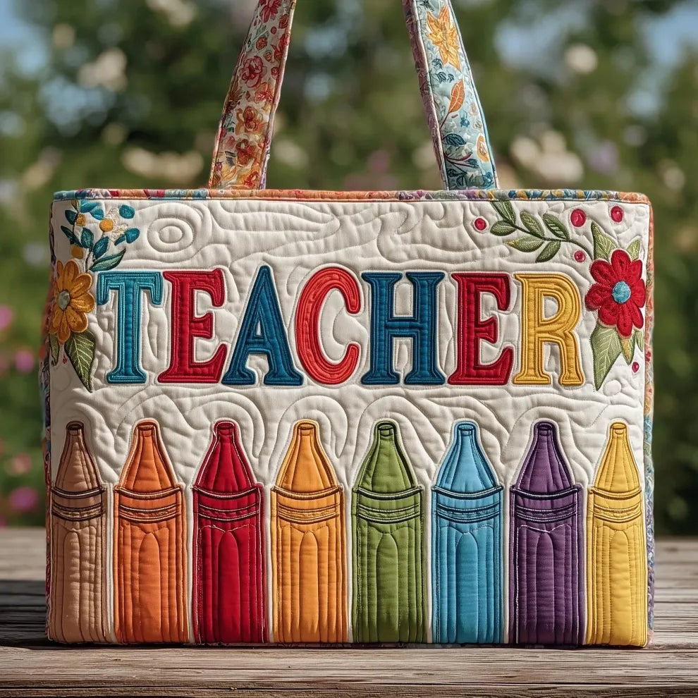 Women's Handmade Quilted Tote Bag with Unique Print — Spacious