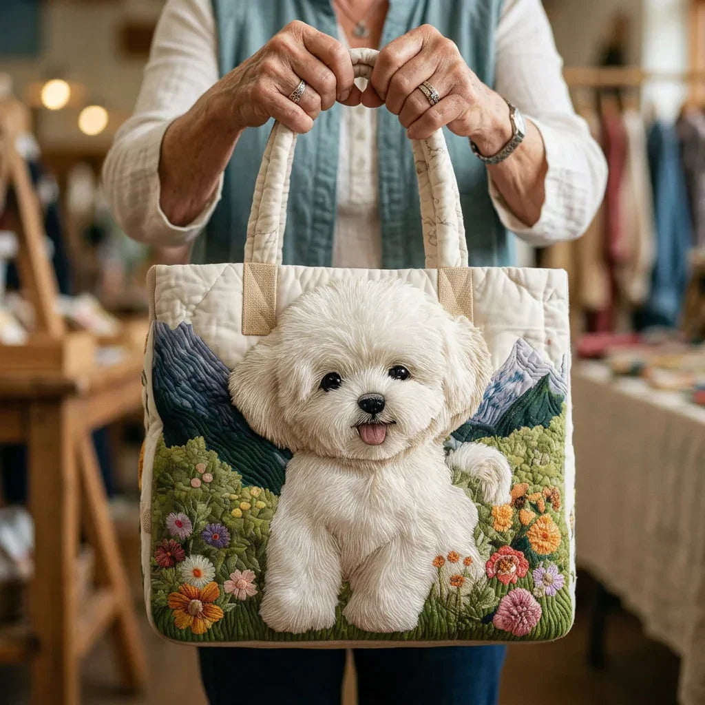 Women's Handmade Quilted Tote Bag with Unique Print — Spacious