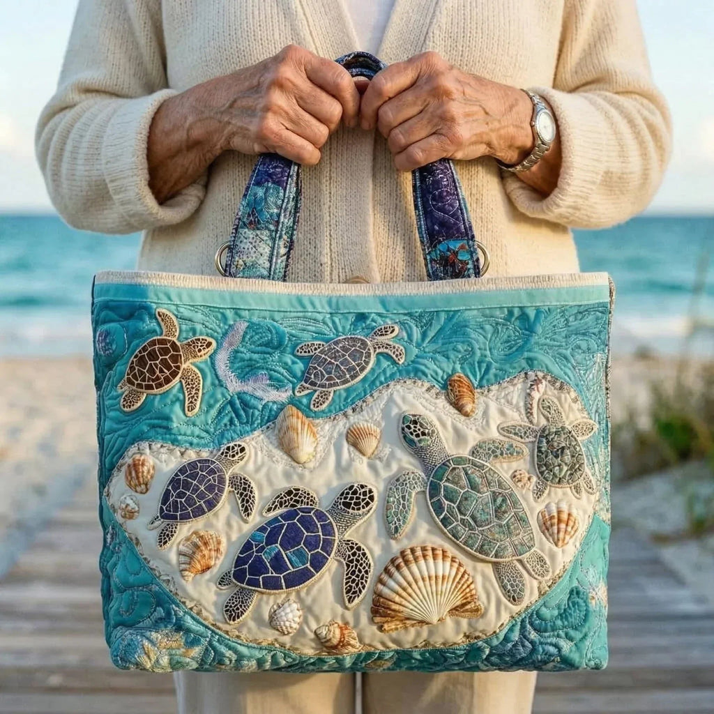 Women's Handmade Quilted Tote Bag with Unique Print — Spacious