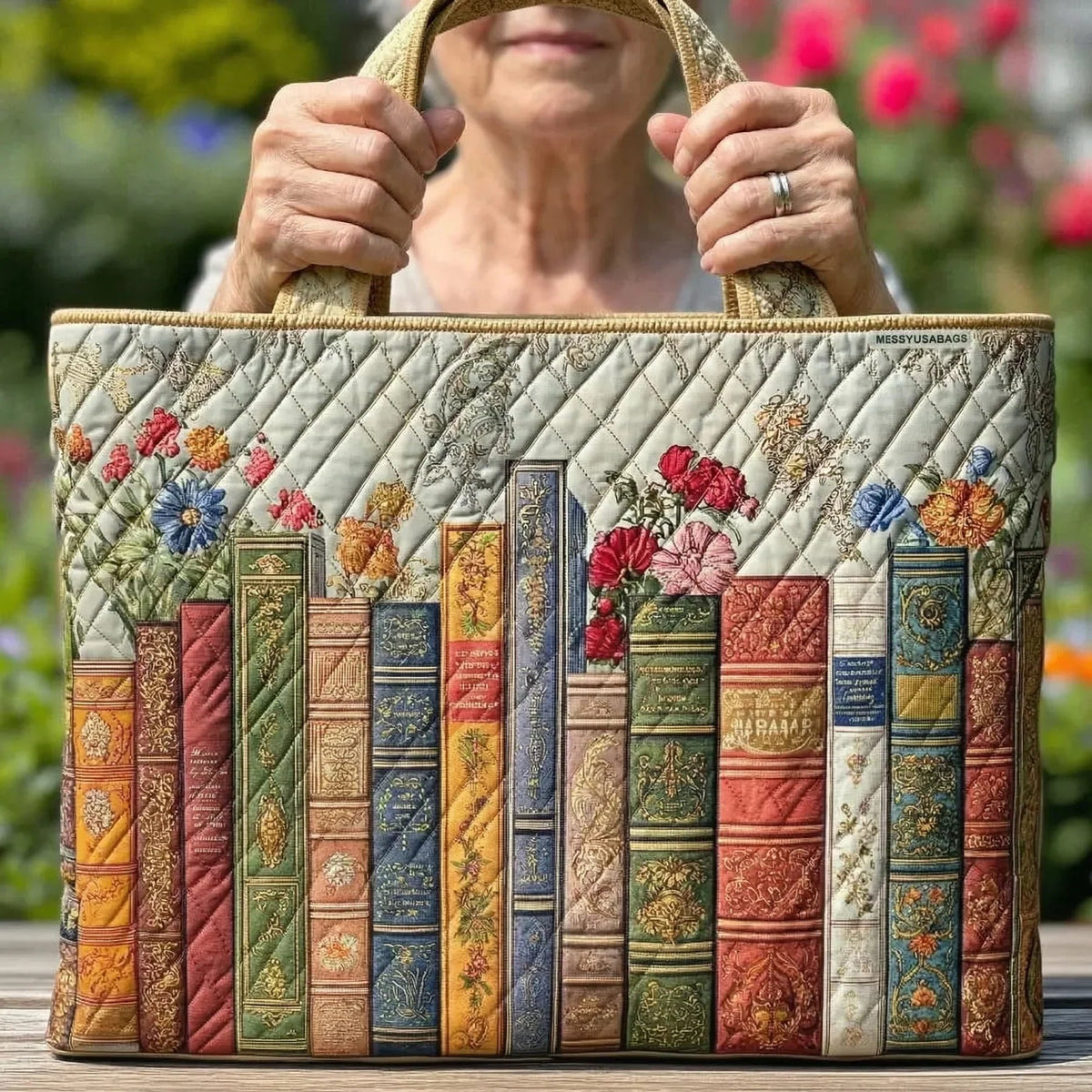Women's Handmade Quilted Tote Bag with Unique Print — Spacious