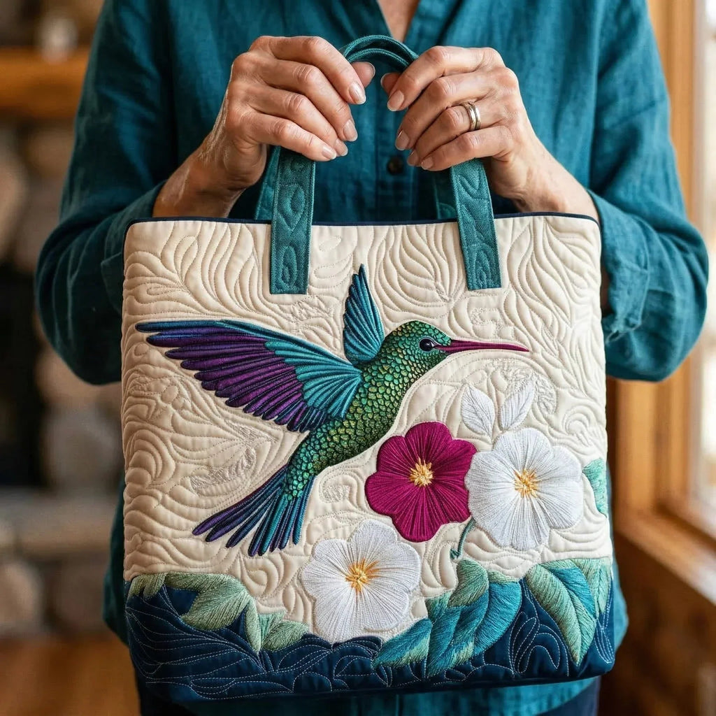 Women's Handmade Quilted Tote Bag with Unique Print — Spacious