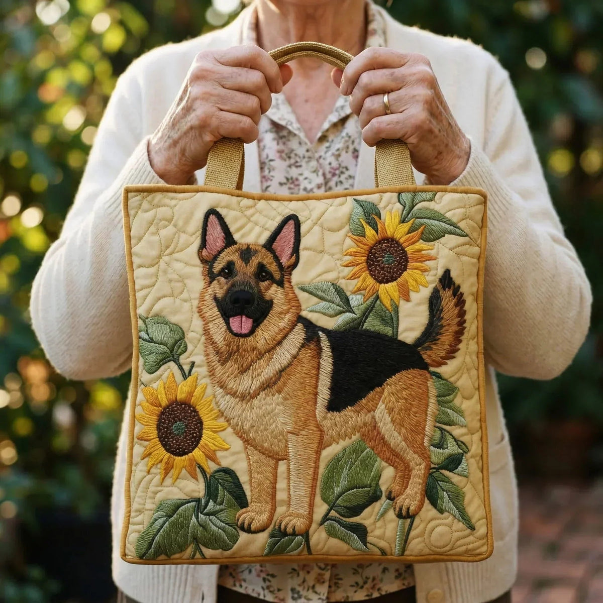 Women's Handmade Quilted Tote Bag with Unique Print — Spacious
