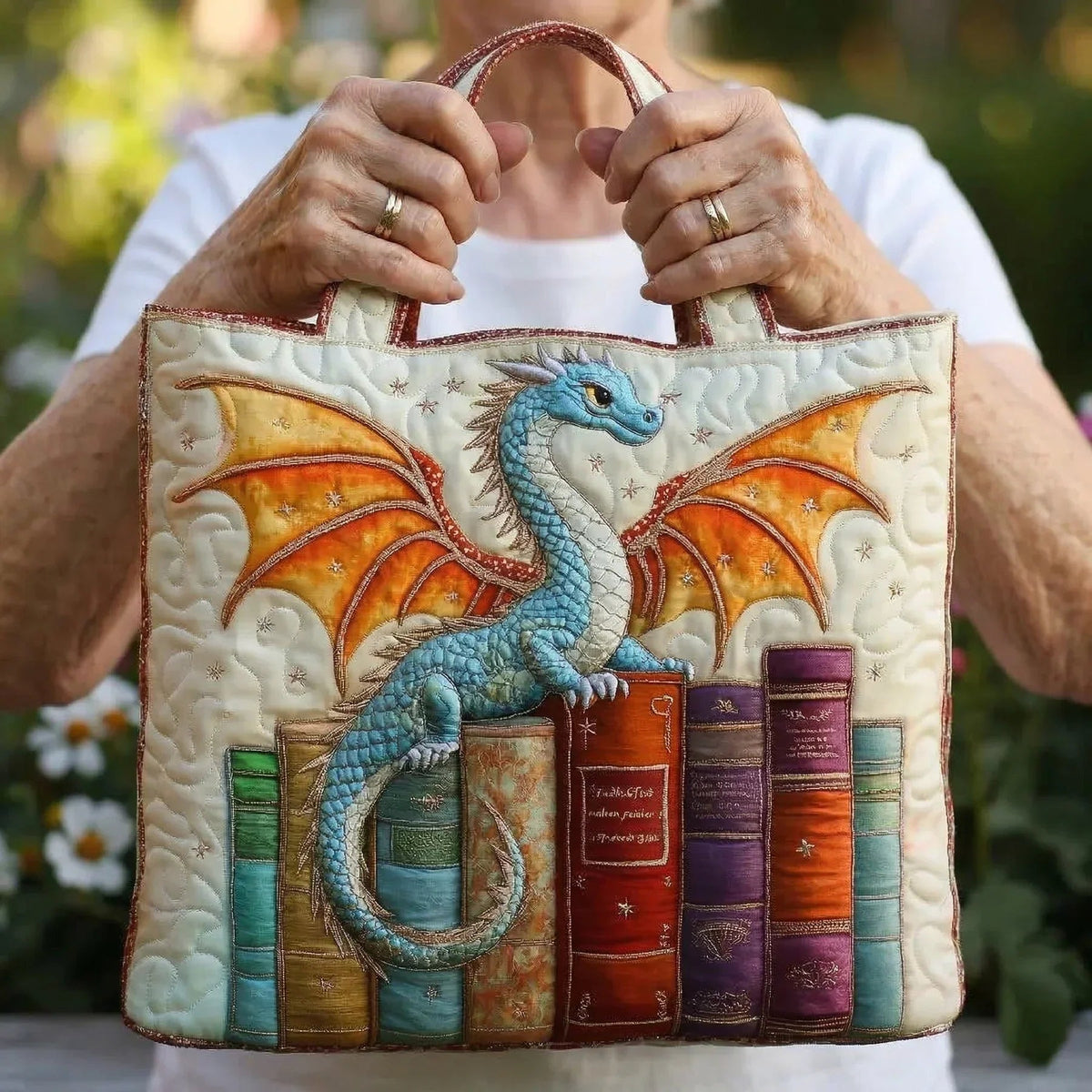 Women's Handmade Quilted Tote Bag with Unique Print — Spacious
