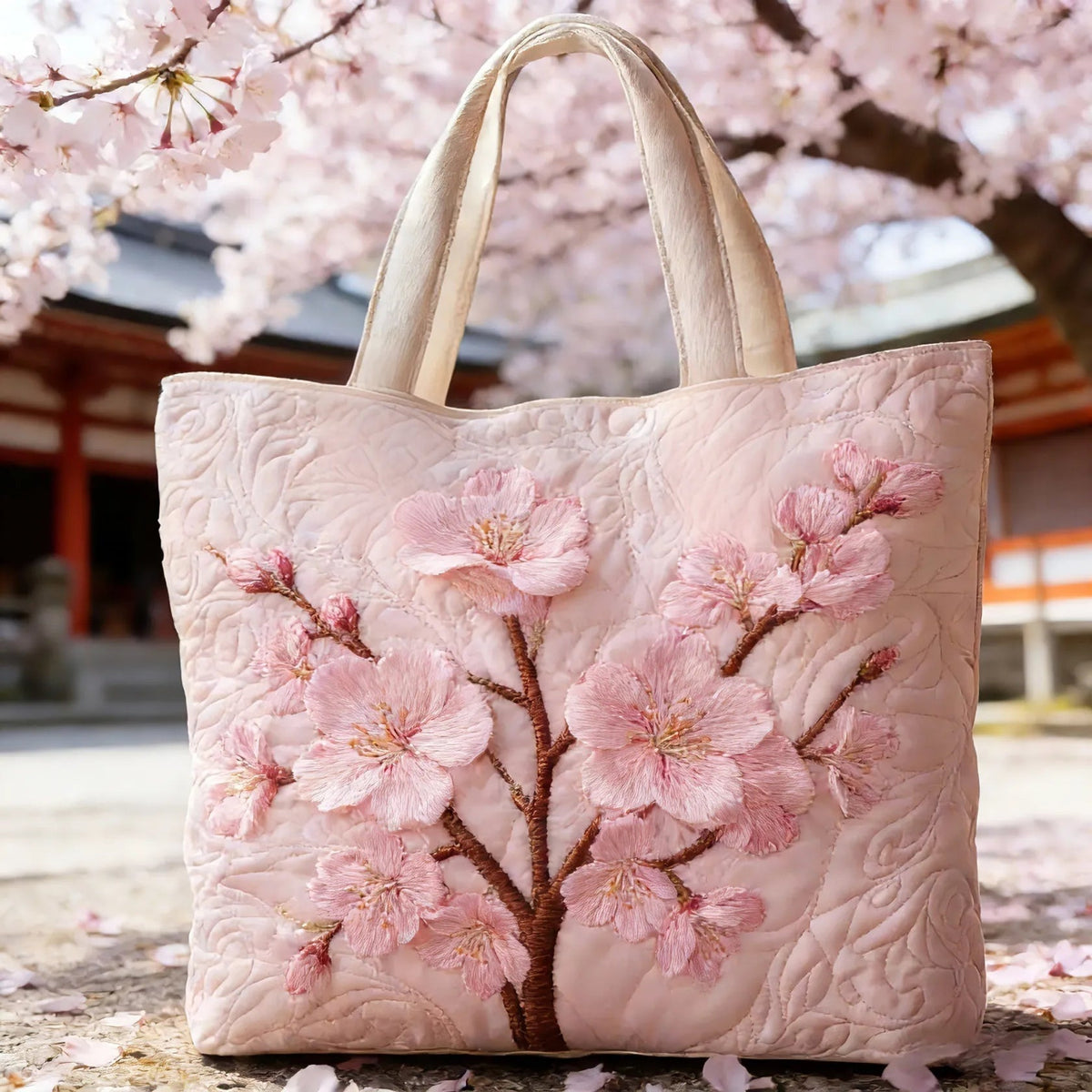 Women's Handmade Quilted Tote Bag with Unique Print — Spacious