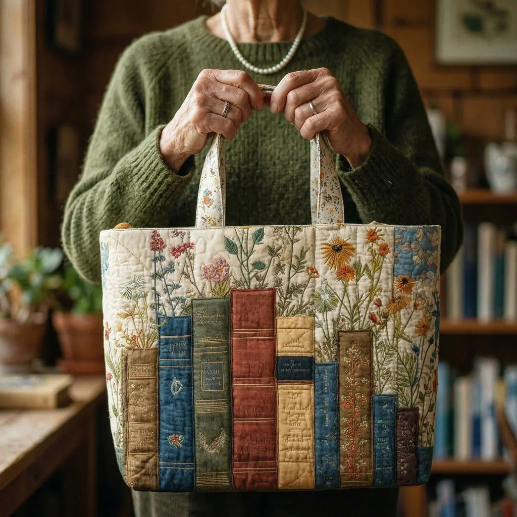 Women's Handmade Quilted Tote Bag with Unique Print — Spacious