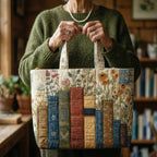 Women's Handmade Quilted Tote Bag with Unique Print — Spacious