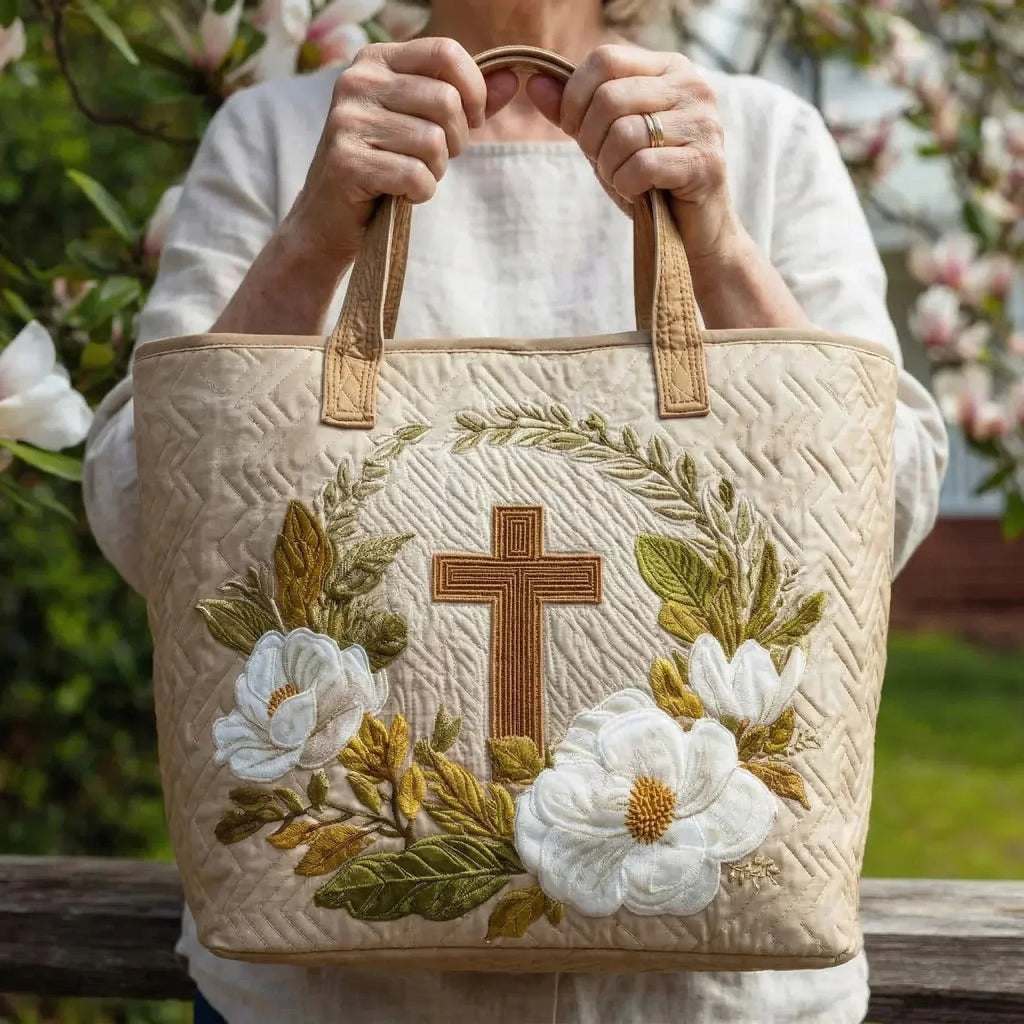 Women's Handmade Quilted Tote Bag with Unique Print — Spacious