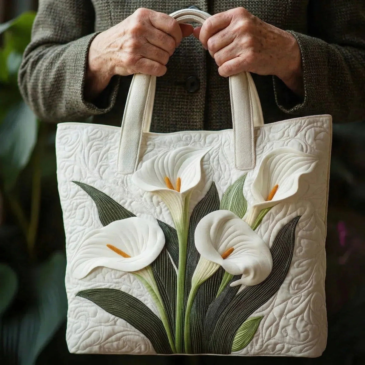 Women's Handmade Quilted Tote Bag with Unique Print — Spacious