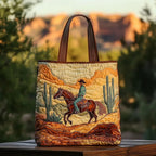 Women's Handmade Quilted Tote Bag with Unique Print — Spacious