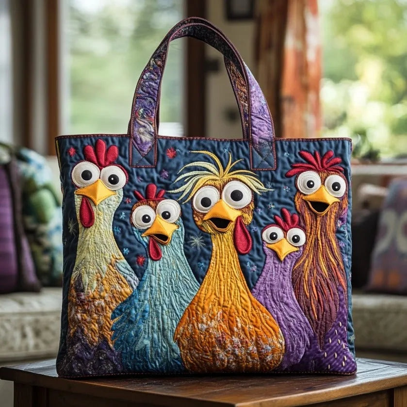 Women's Handmade Quilted Tote Bag with Unique Print — Spacious