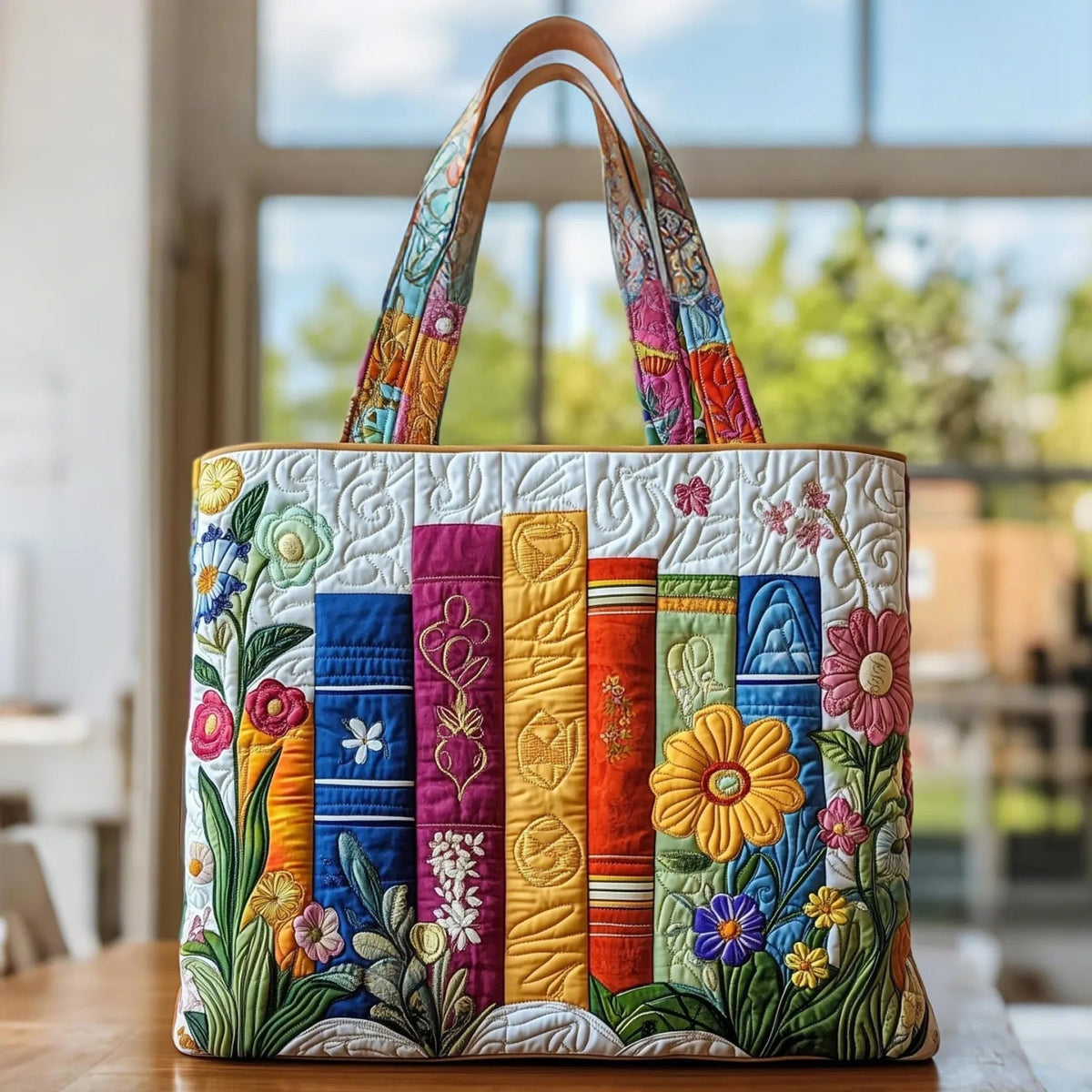 Women's Handmade Quilted Tote Bag with Unique Print — Spacious