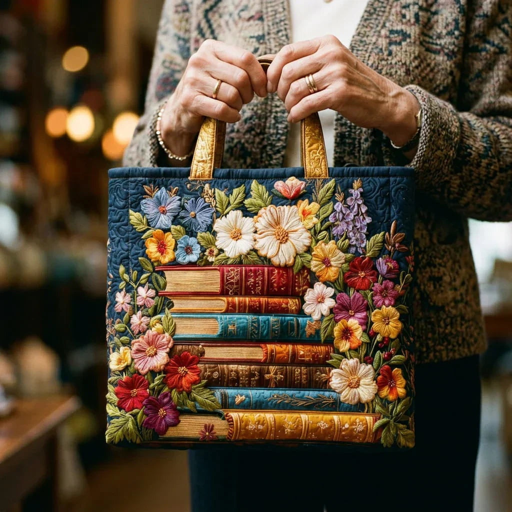 Women's Handmade Quilted Tote Bag with Unique Print — Spacious