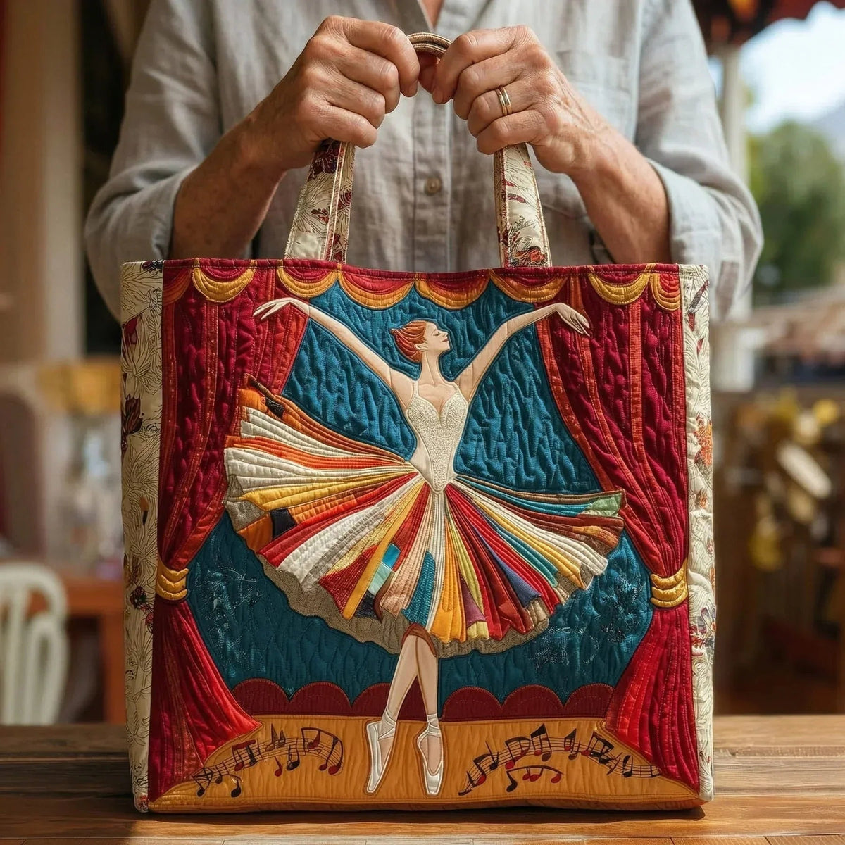 Women's Handmade Quilted Tote Bag with Unique Print — Spacious