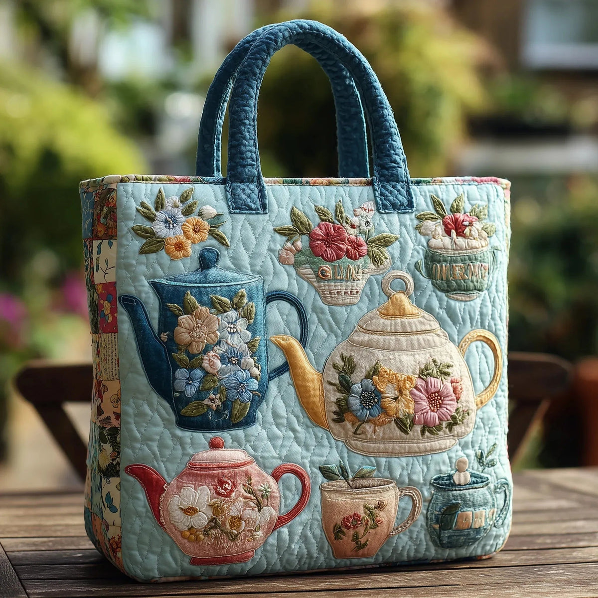 Women's Handmade Quilted Tote Bag with Unique Print — Spacious
