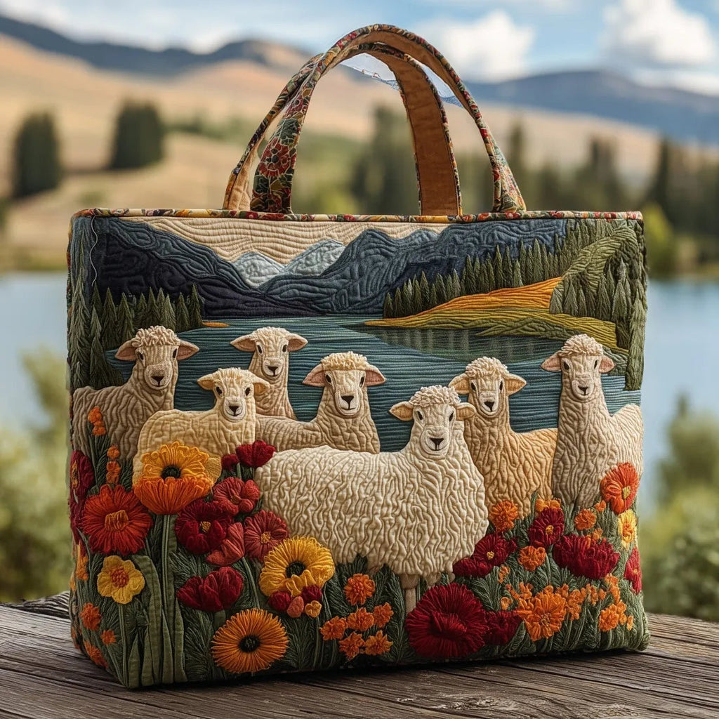 Women's Handmade Quilted Tote Bag with Unique Print — Spacious