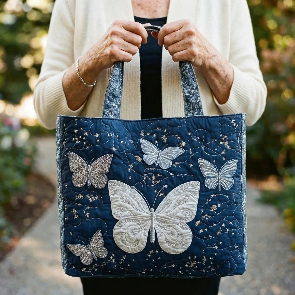 Women's Handmade Quilted Tote Bag with Unique Print — Spacious