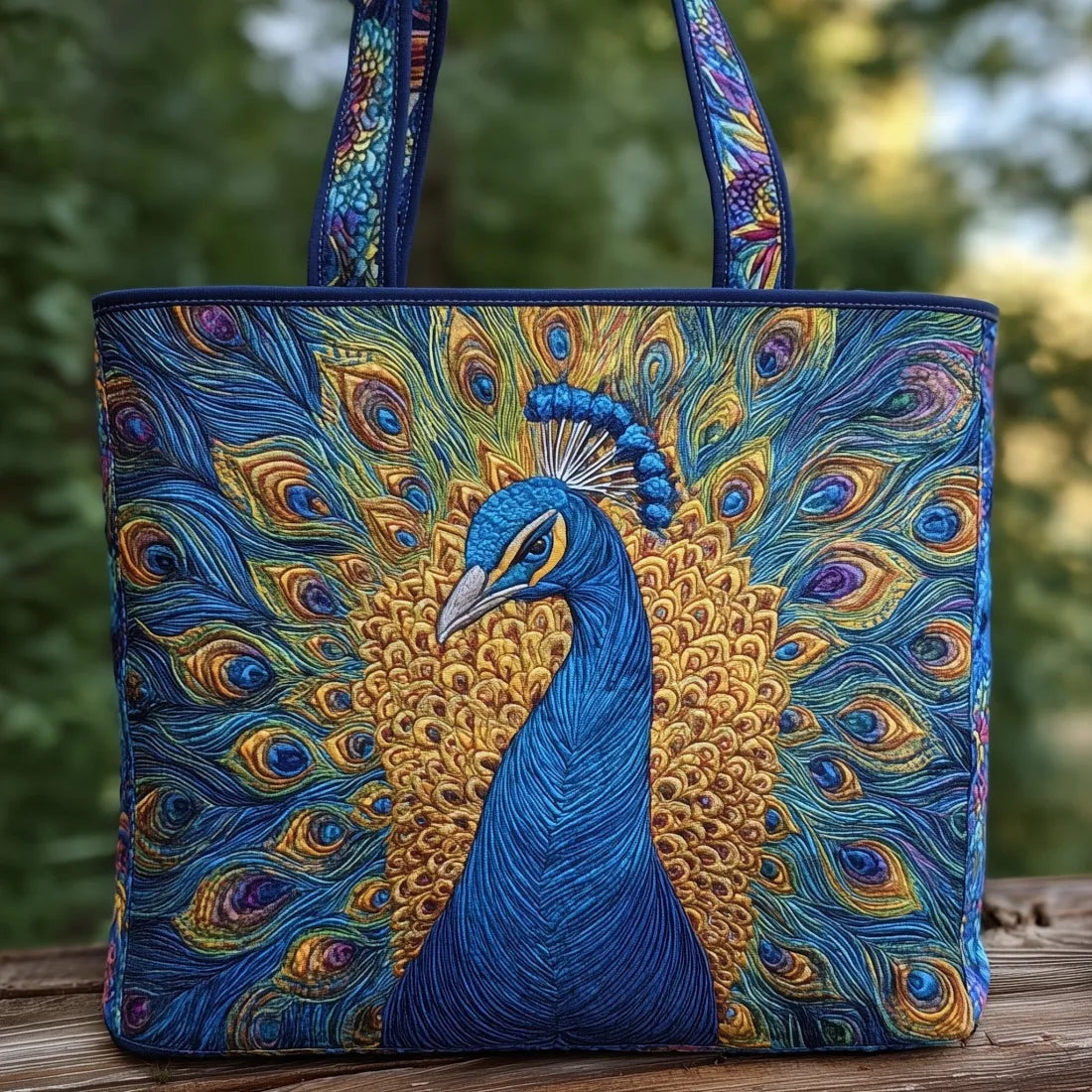 Women's Handmade Quilted Tote Bag with Unique Print — Spacious