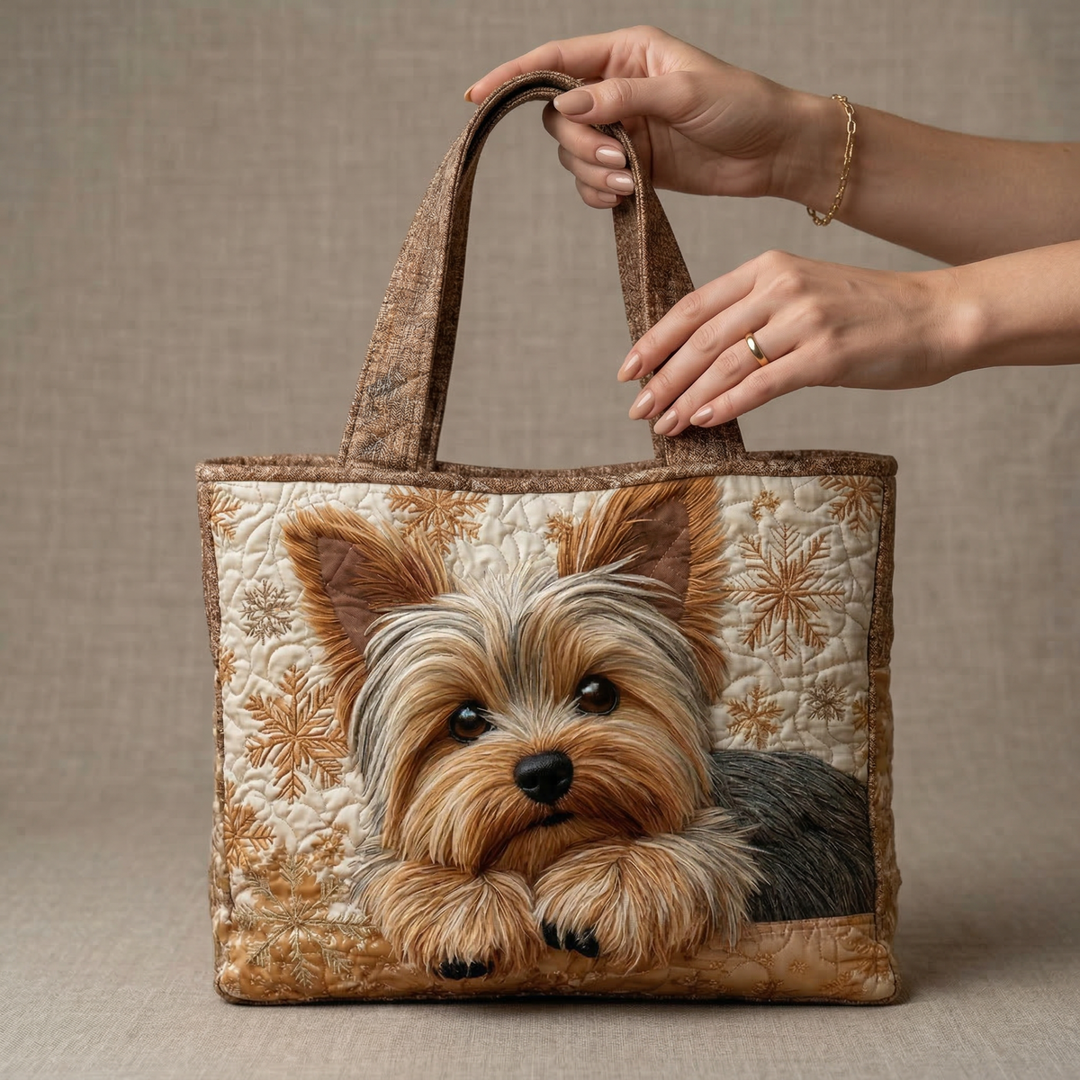 Women's Handmade Quilted Tote Bag with Unique Print — Spacious