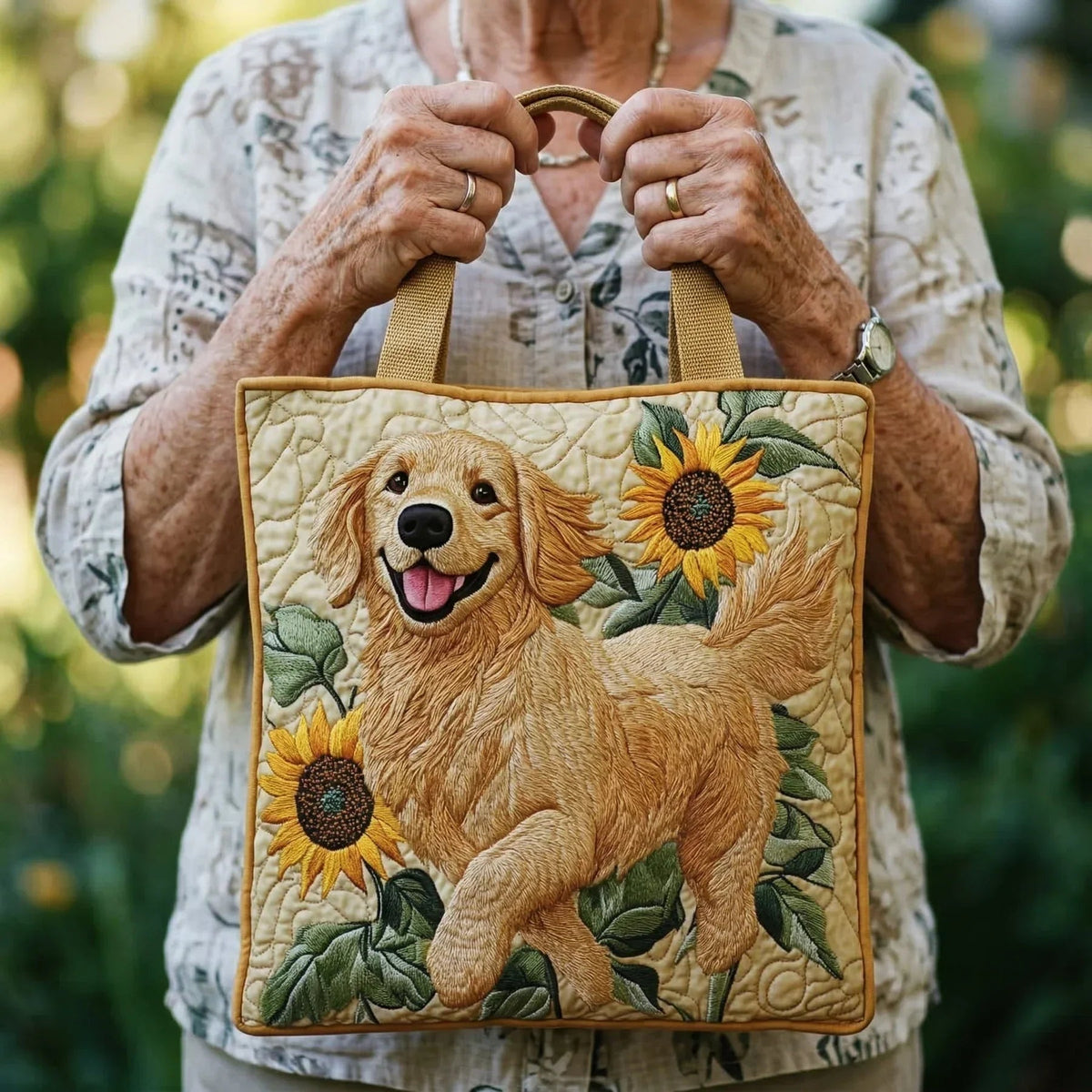 Women's Handmade Quilted Tote Bag with Unique Print — Spacious